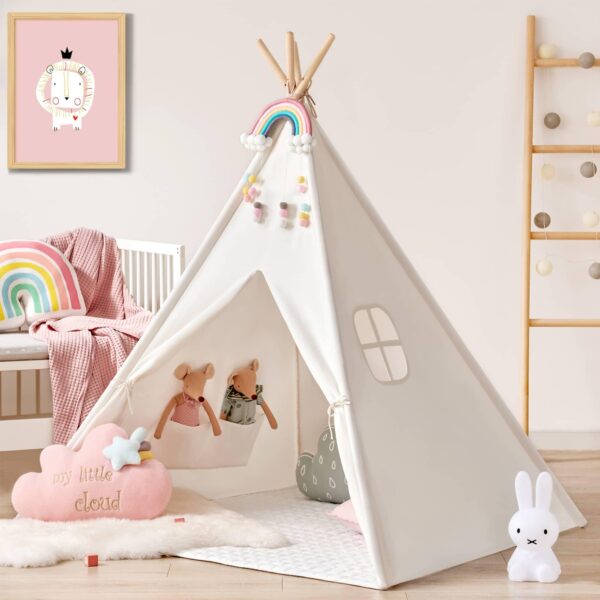 Teepee Tent for Kids with Mat – Indoor Play Tent with Floor Mat
